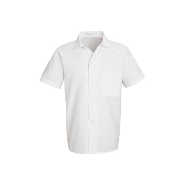 Chef Designs Button-Front Short Sleeve Cook Shirt, White, Polyester/Cotton, M